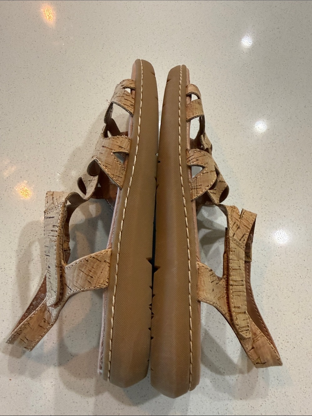 BareTraps Tan Cork-Style Strappy Slingback Sandals Size 9 - Picture 5 of 8